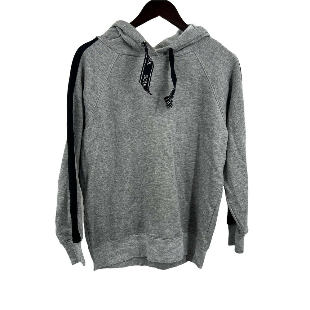 SOUL by SoulCycle Grey Fleece Hoodie Sweatshirt Logo Ties
